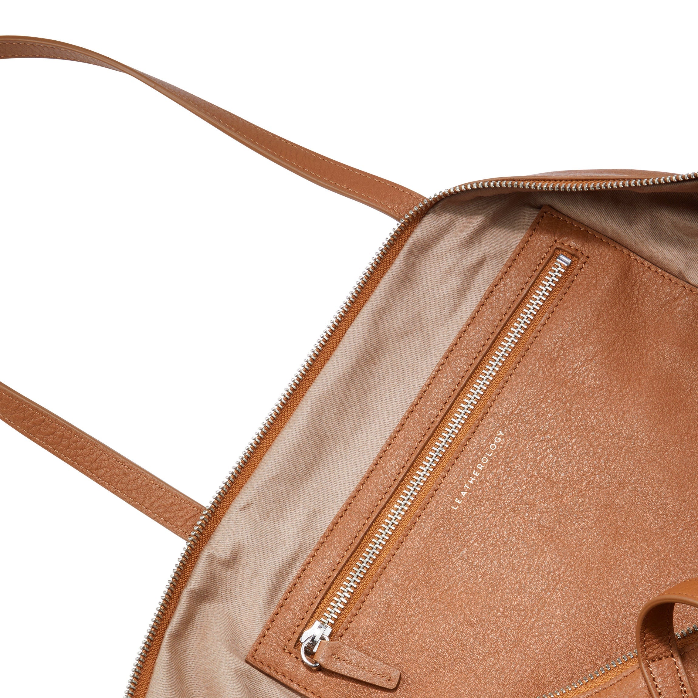 Aleena Soft Zippered Tote Bag in Cognac Brown - Stylish Leather Handbag for Women, Perfect for Work, Travel & Everyday Use