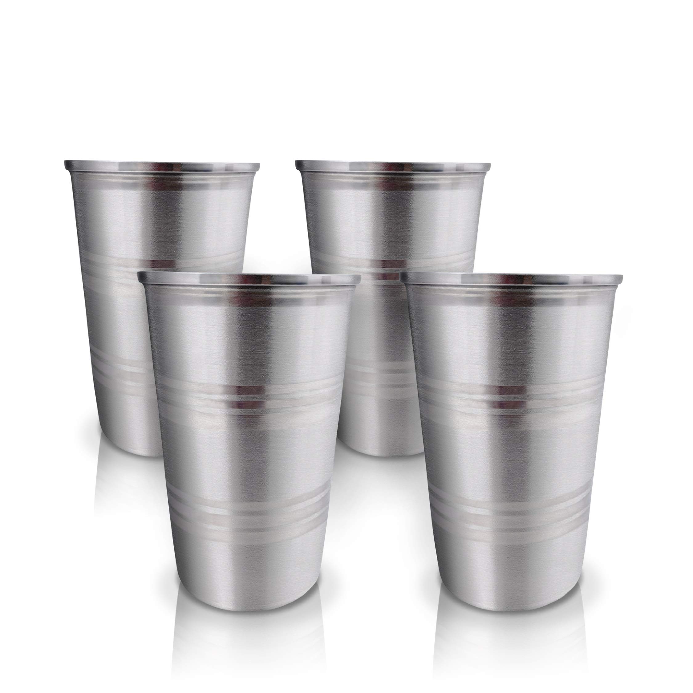 Pratico Outdoors 11.1 oz Stainless Steel Camping Cups - 4 Pack Set for Hiking, Picnics & Outdoor Adventures | Durable & BPA-Free