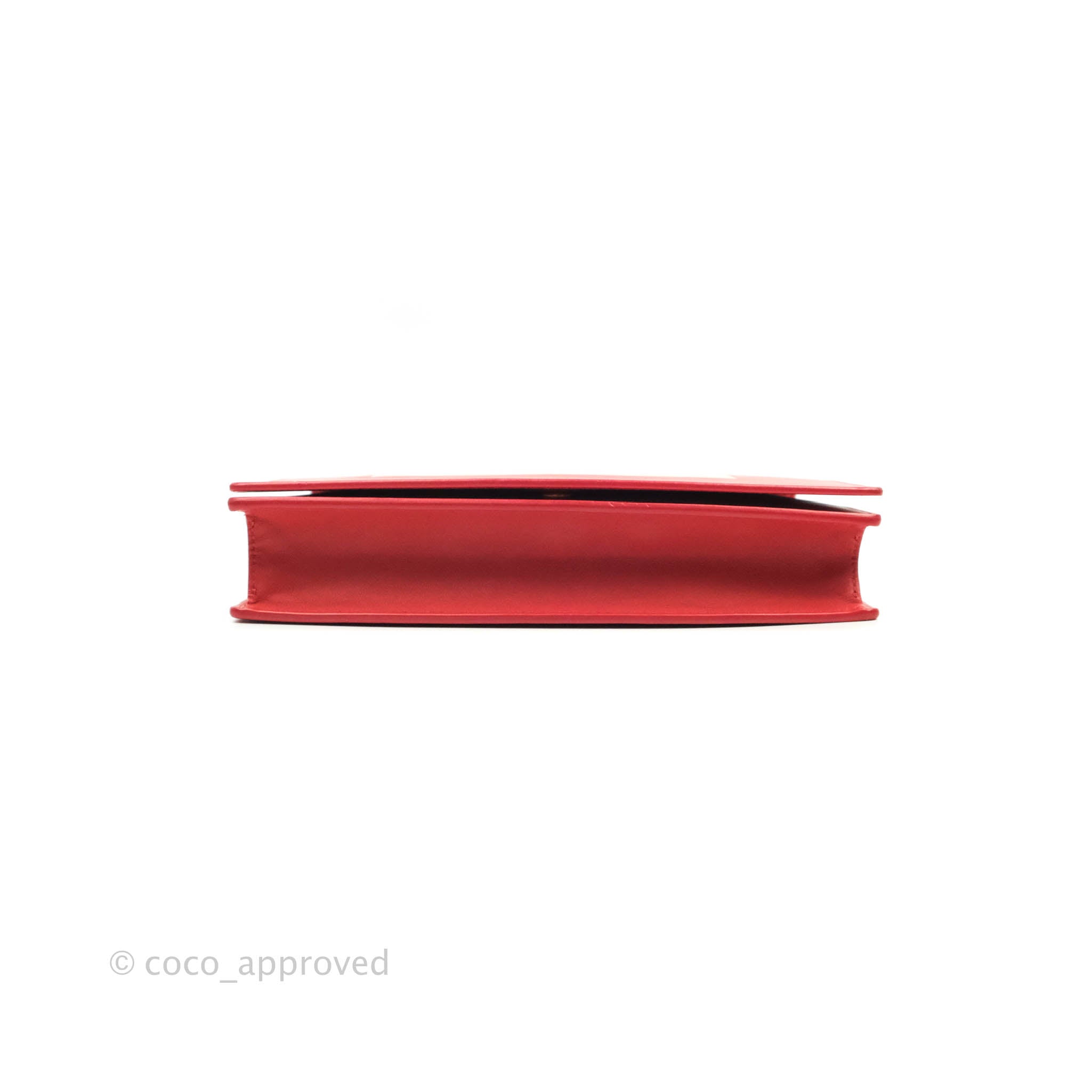 Celine Frame Evening Chain Clutch Bag in Ivory & Red Smooth Lambskin Leather with Gold Hardware - Perfect for Parties, Weddings & Special Occasions
