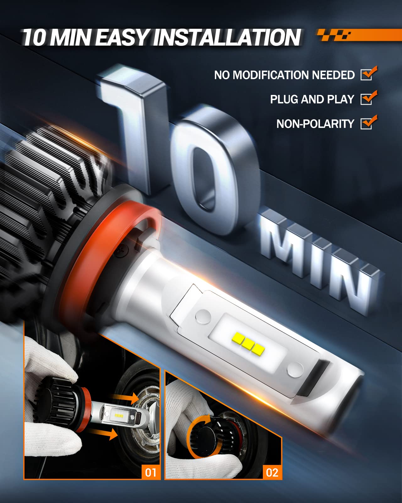 SEALIGHT H11 LED Bulbs 22000LM Super Bright 6000K White - H11/H8/H9/H16 Fog Lights for Cars, Trucks, Motorcycles - Plug-and-Play Installation - Pack of 2 - Perfect for Night Driving & Off-Road Adventures
