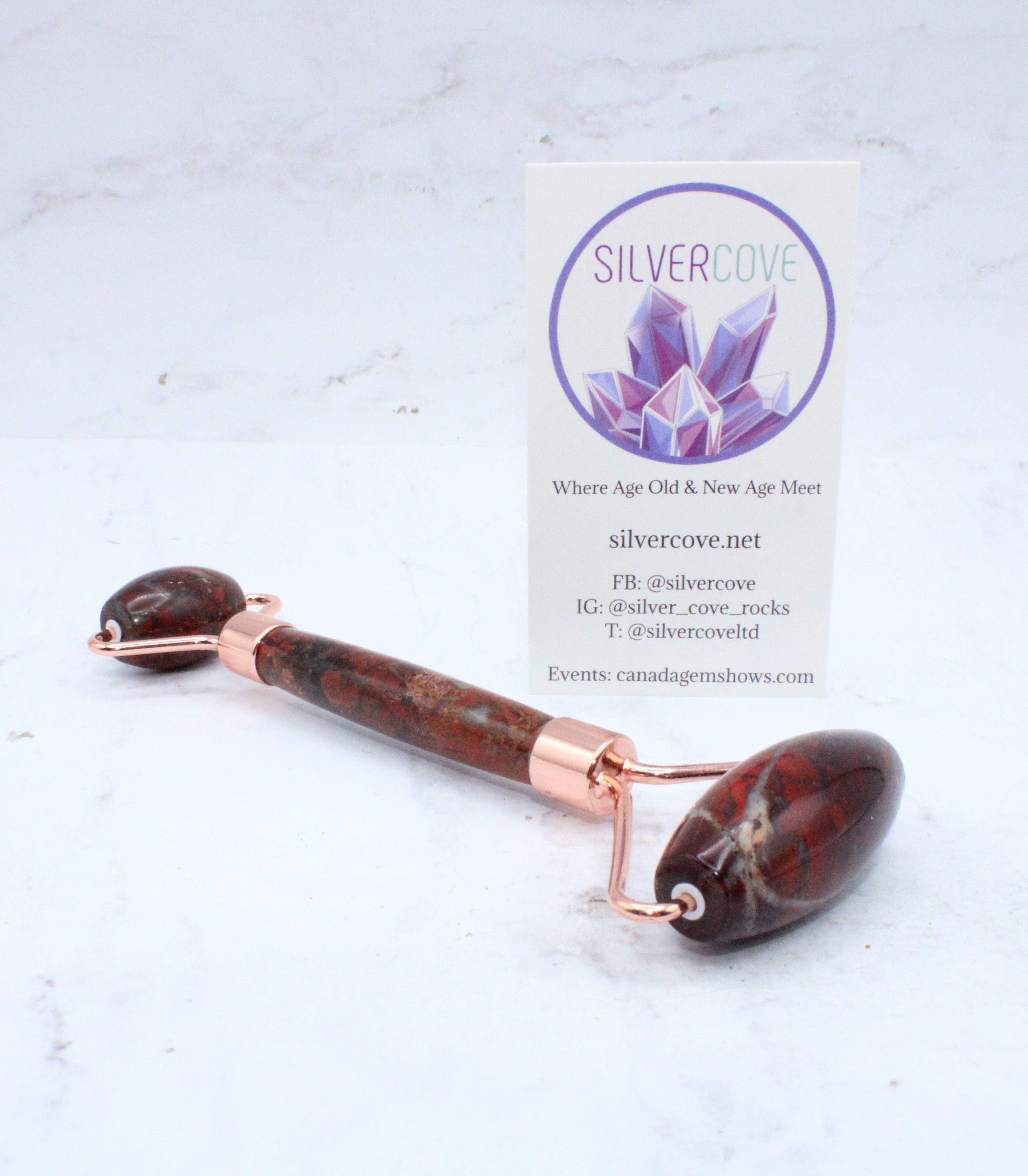 Brecciated Jasper Massage Roller for Muscle Relief & Relaxation – Natural Stone Therapy Tool for Back, Neck, and Foot Pain – Perfect for Yoga, Meditation, and Self-Care Routines