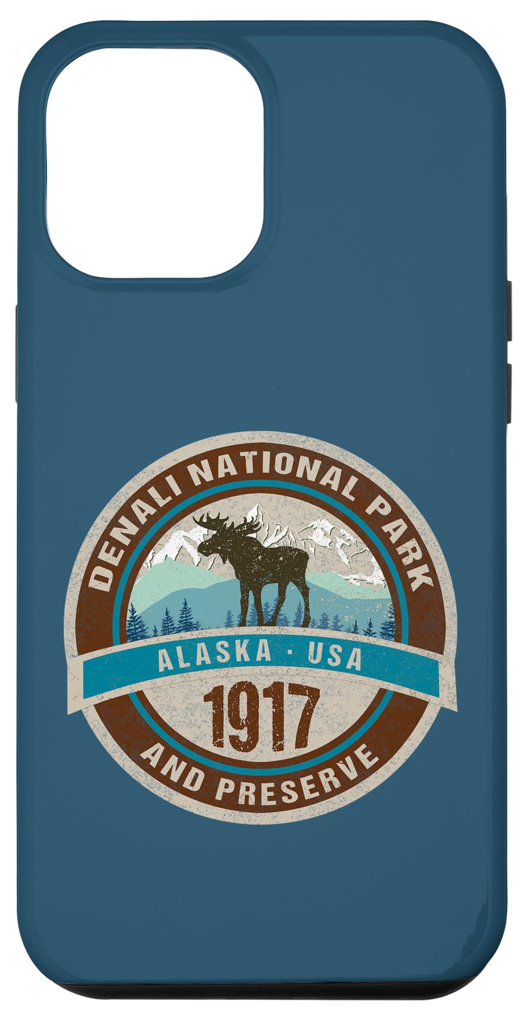 iPhone 12 Pro Max Case - Vintage Moose & Mountains Design - Durable Protective Cover for Alaska National Park Theme | Perfect for Outdoor Adventures & Nature Lovers