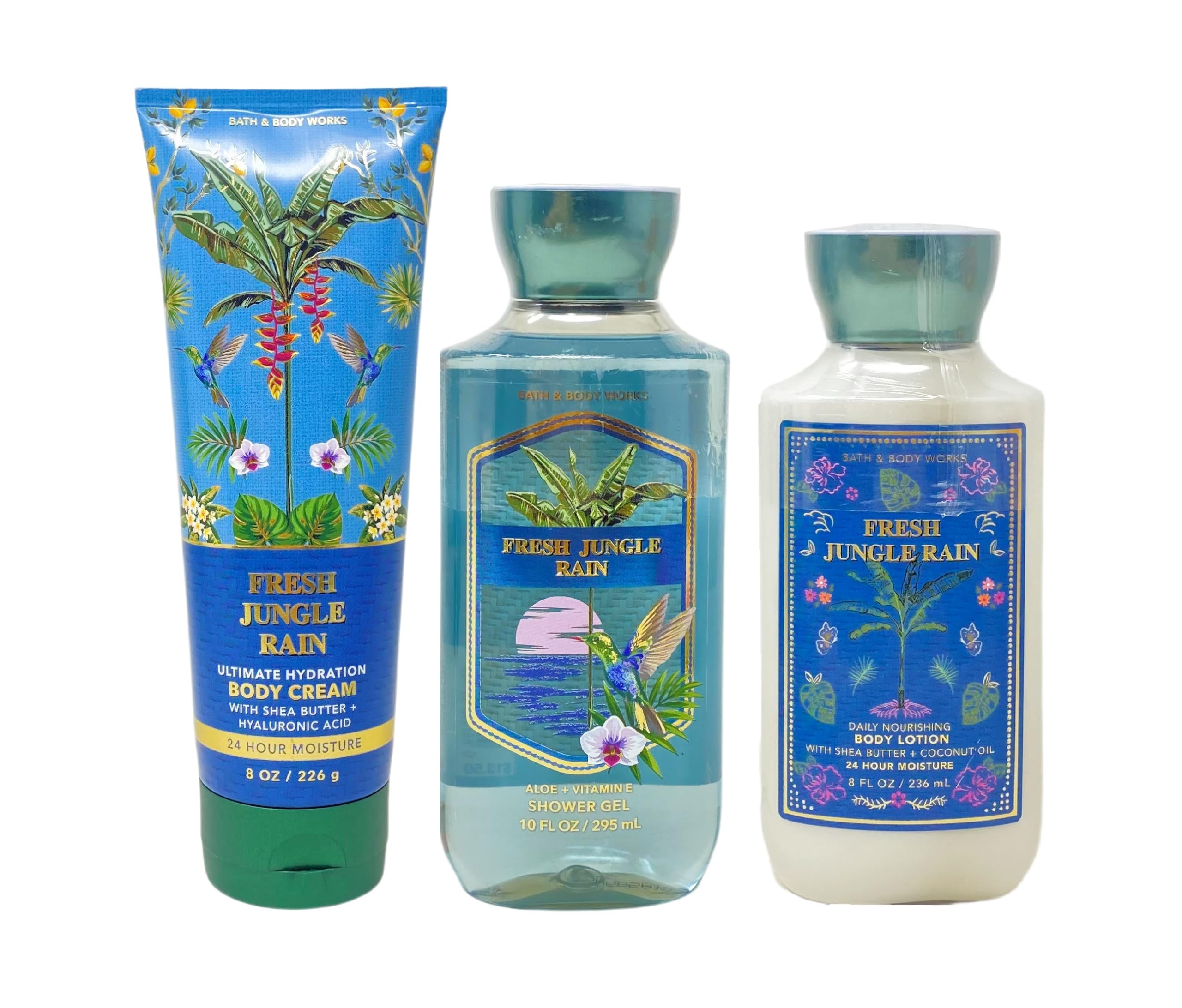 Bath and Body Works Fresh Jungle Rain Trio Gift Set - Moisturizing Body Cream, Refreshing Shower Gel & Nourishing Body Lotion | Perfect for Spa Day, Self-Care Gifts & Relaxing Bath Time