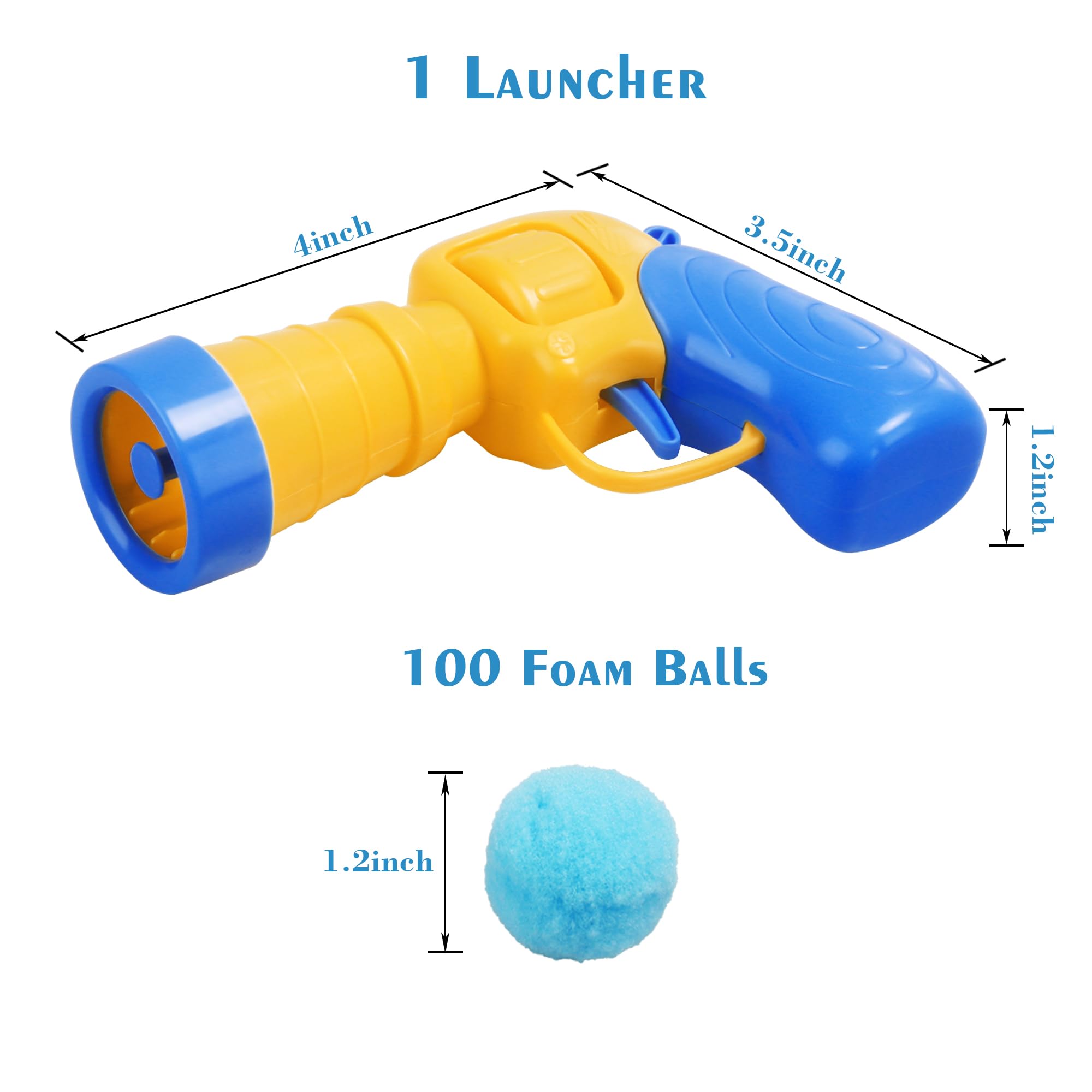 Interactive Cat Toys for Indoor Cats - 100 Pom Pom Balls with Launcher, Self-Play Ball Toy for Kitty Enrichment | Perfect for Playtime, Exercise & Mental Stimulation
