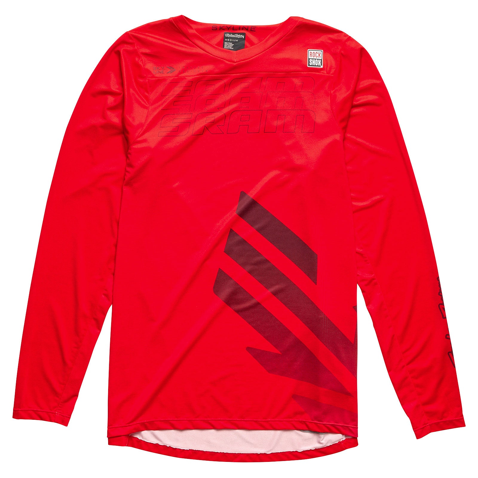 SRAM Eagle 1x12 Speed Mountain Bike Jersey - Skyline LS Jersey in Fiery Red for Trail Riding & Cycling Adventures
