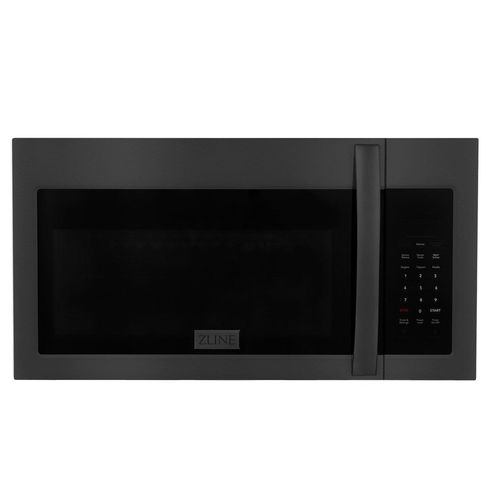 ZLINE 30 Inch Black Stainless Steel Over the Range Convection Microwave Oven with Modern Handle - Perfect for Modern Kitchens & Small Space Cooking (Model MWO OTR 30 BS)