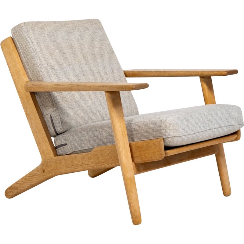 Vintage Oak Upholstered Lounge Armchair by Hans J. Wegner - Mid-Century Modern Living Room & Office Seating for Home Decor