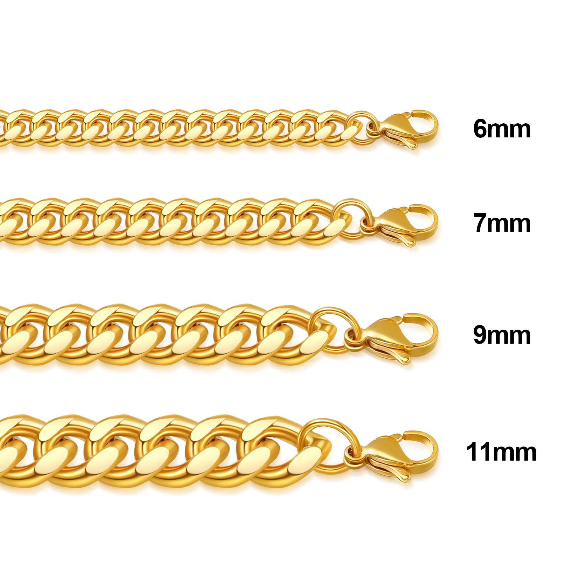 18K Gold & Silver Stainless Steel Men's Cuban Link Chain - Hip Hop Jewelry for Men - Perfect for Gifts, Parties, and Streetwear Fashion