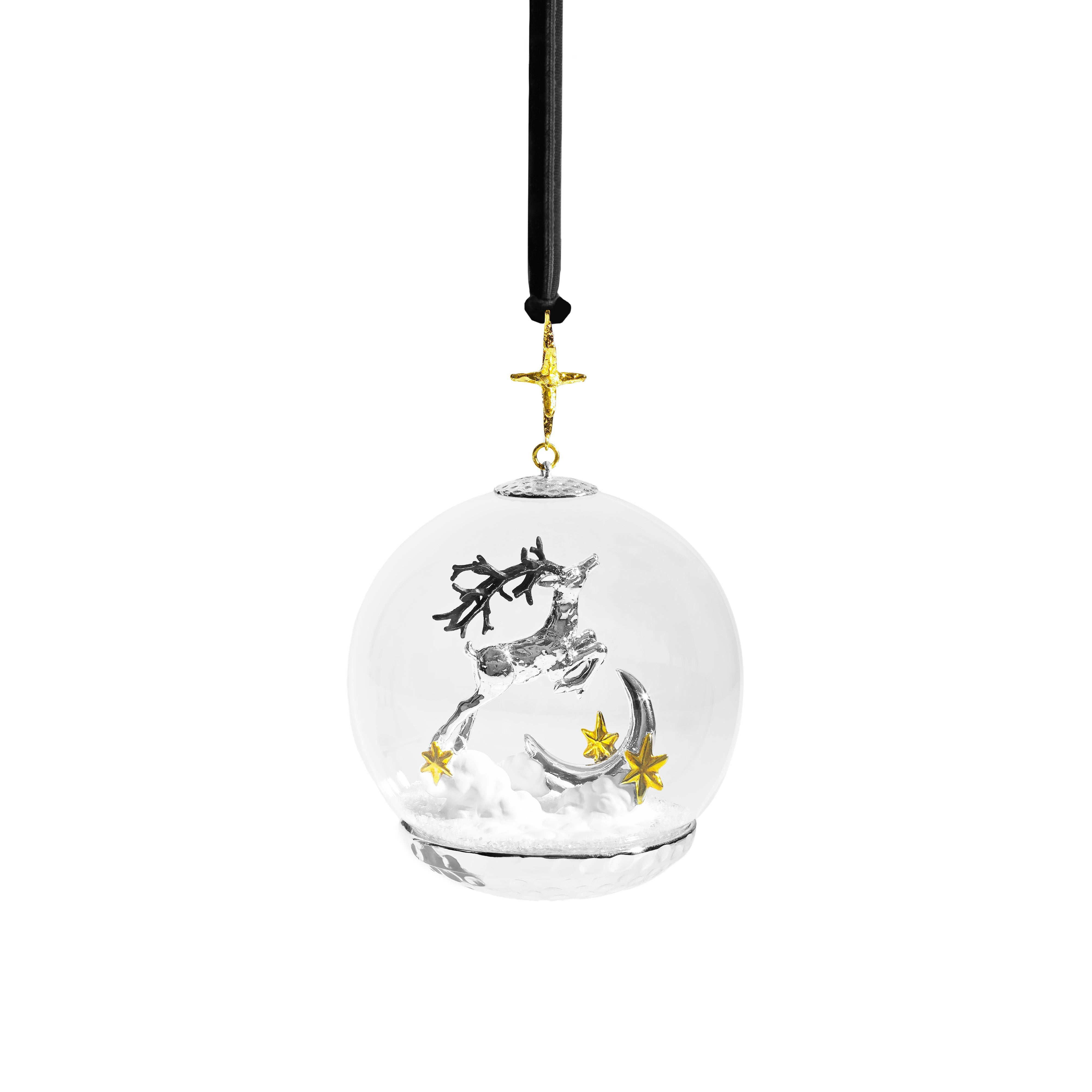 Reindeer Snow Globe Christmas Ornament - Festive Holiday Decoration for Tree, Home & Office Decor