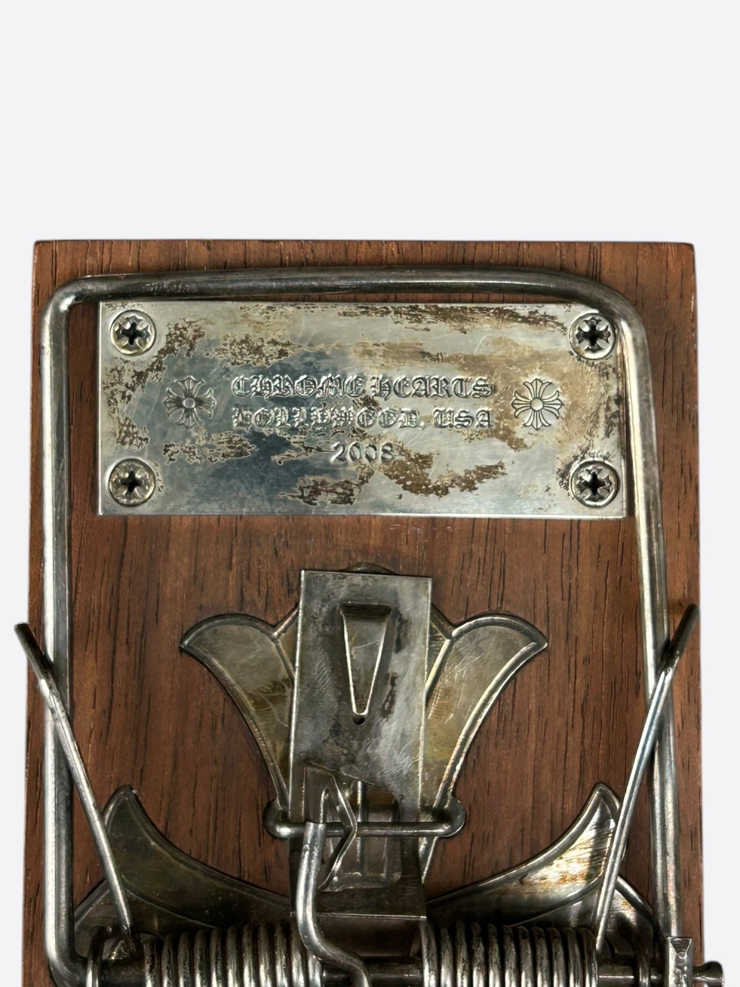 Chrome Hearts Wood & Silver Mousetrap - Luxury Designer Mouse Trap for Home & Office Decoration | Unique Gift Idea for Fashion Lovers