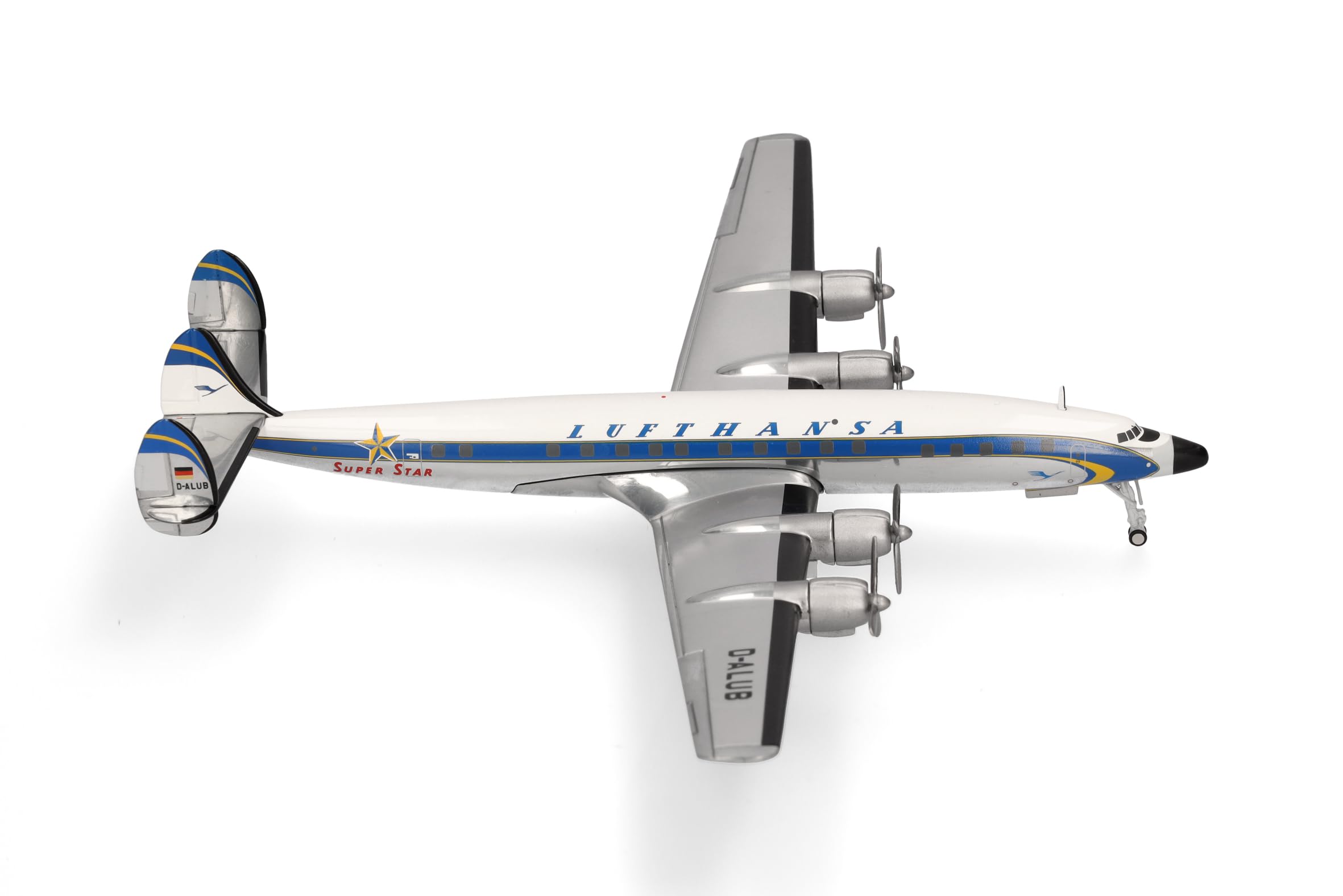 Herpa Avion Miniature Lufthansa Lockheed L-1649A Super Star Diecast Model - 1:200 Scale, Collector's Item, Metal Construction, White Color - Perfect for Aviation Enthusiasts, Display Cases, and Model Collections