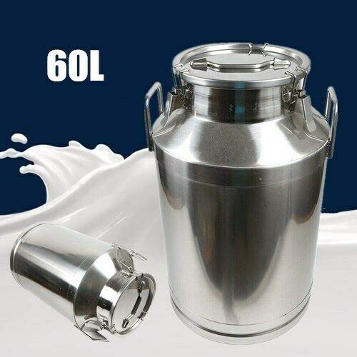 Stainless Steel Milk Can Wine Bucket with Silicone Seal - 20L/30L/40L/50L/60L Liquid Storage Container - Perfect for Home Brewing, Winemaking, and Bulk Liquid Storage (60L)