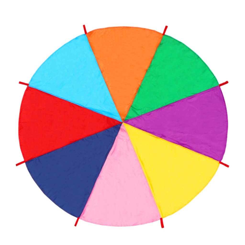 LRPJ 10ft x 10ft Kids Play Parachute with Handles - Colorful Outdoor Team Building Toy for Children, Birthday Parties, Gym Class & PE Activities - Perfect for Indoor/Outdoor Games, Exercise & Group Play