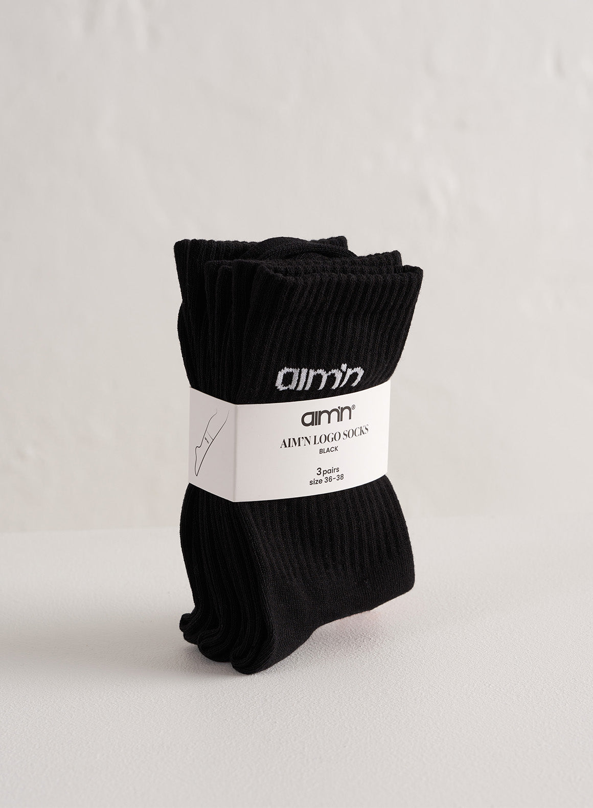 Black Aim'n Logo Socks 3-Pack - Comfortable Cotton Crew Socks for Men & Women - Perfect for Sports, Gym, and Everyday Wear