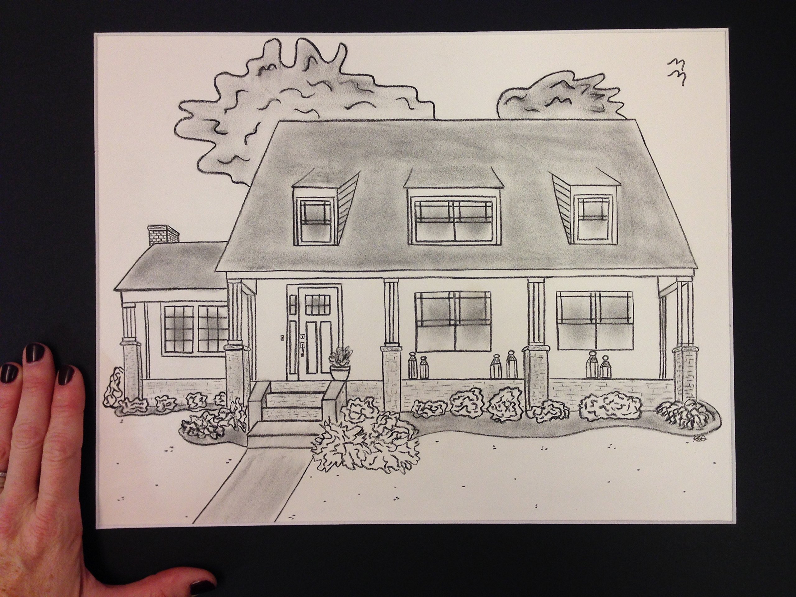 11x14 Custom Portrait Drawing - Personalized Art Gift with 16x20 Black Mat - Perfect for Home Decor, Anniversary & Wedding Presents