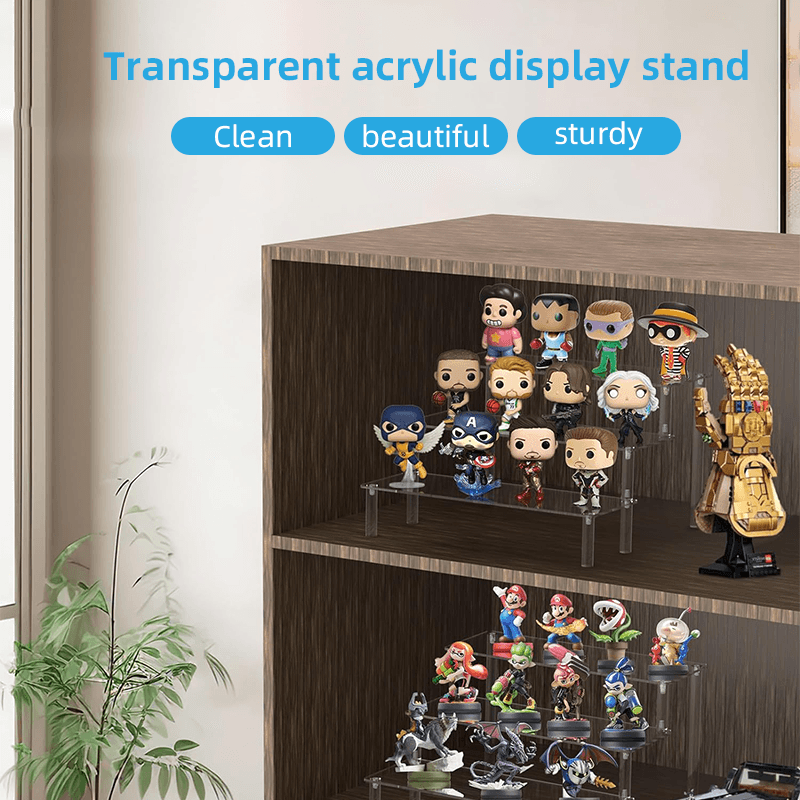 Clear Acrylic Display Stand for Minifigures & Car Models - Perfect for LEGO Collectibles, Diecast Cars, and Action Figure Showcase