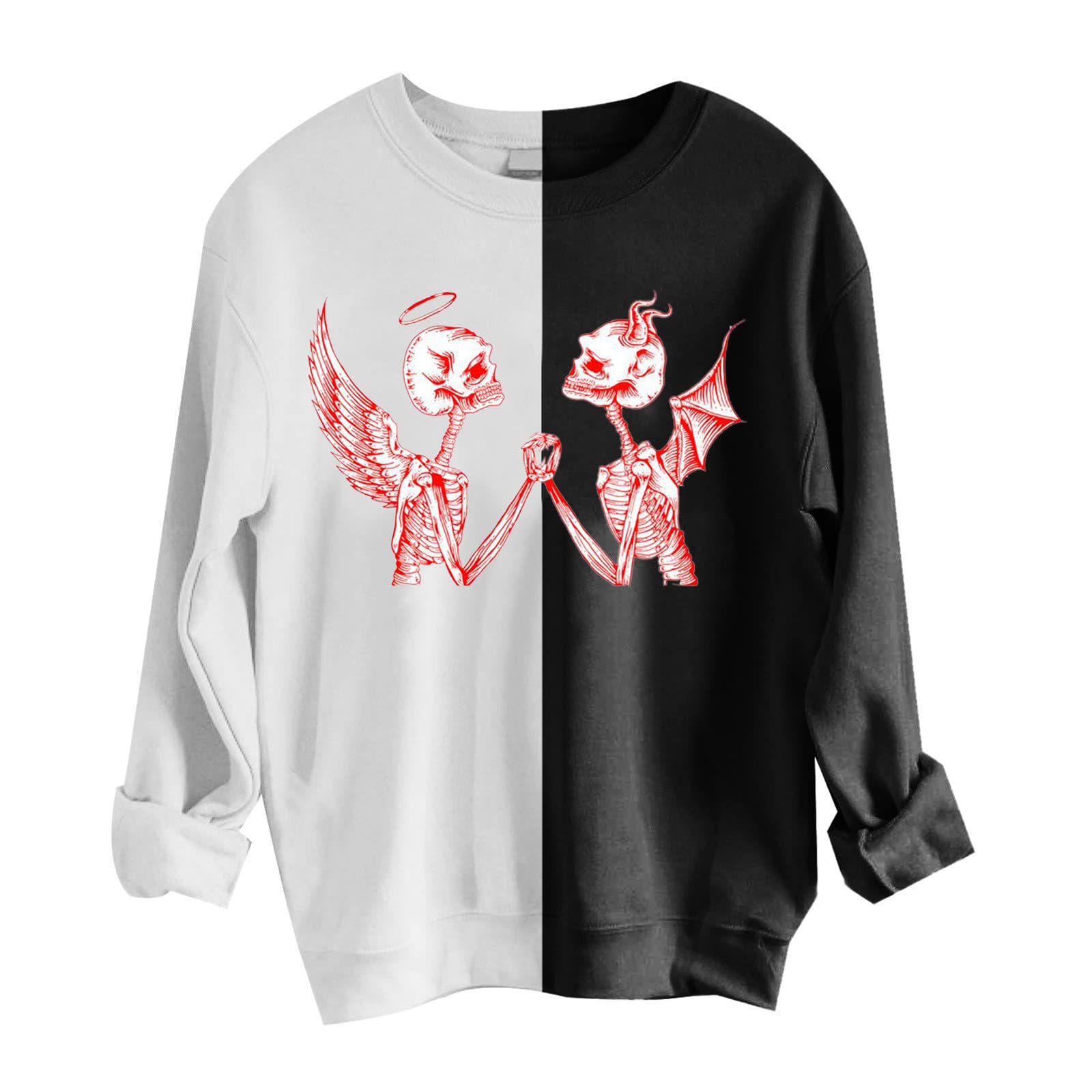 Vintage Bleached Halloween Sweatshirt for Women - Trendy Oversized Long Sleeve Crewneck Pullover | Perfect for Halloween Parties, Costume Events & Fall Fashion