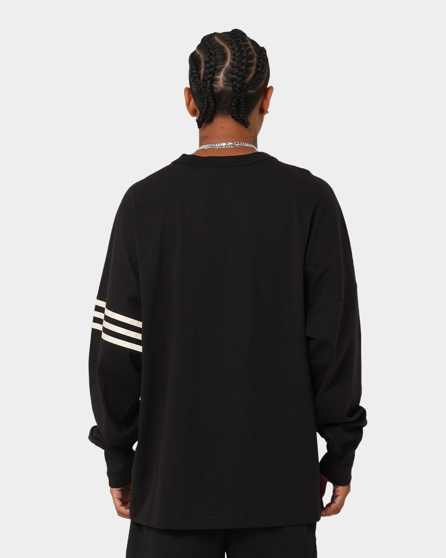 Adidas NeuClassics Long Sleeve T-Shirt for Men - Black & White Cotton Crewneck Casual Shirt | Gym, Workout & Everyday Wear
