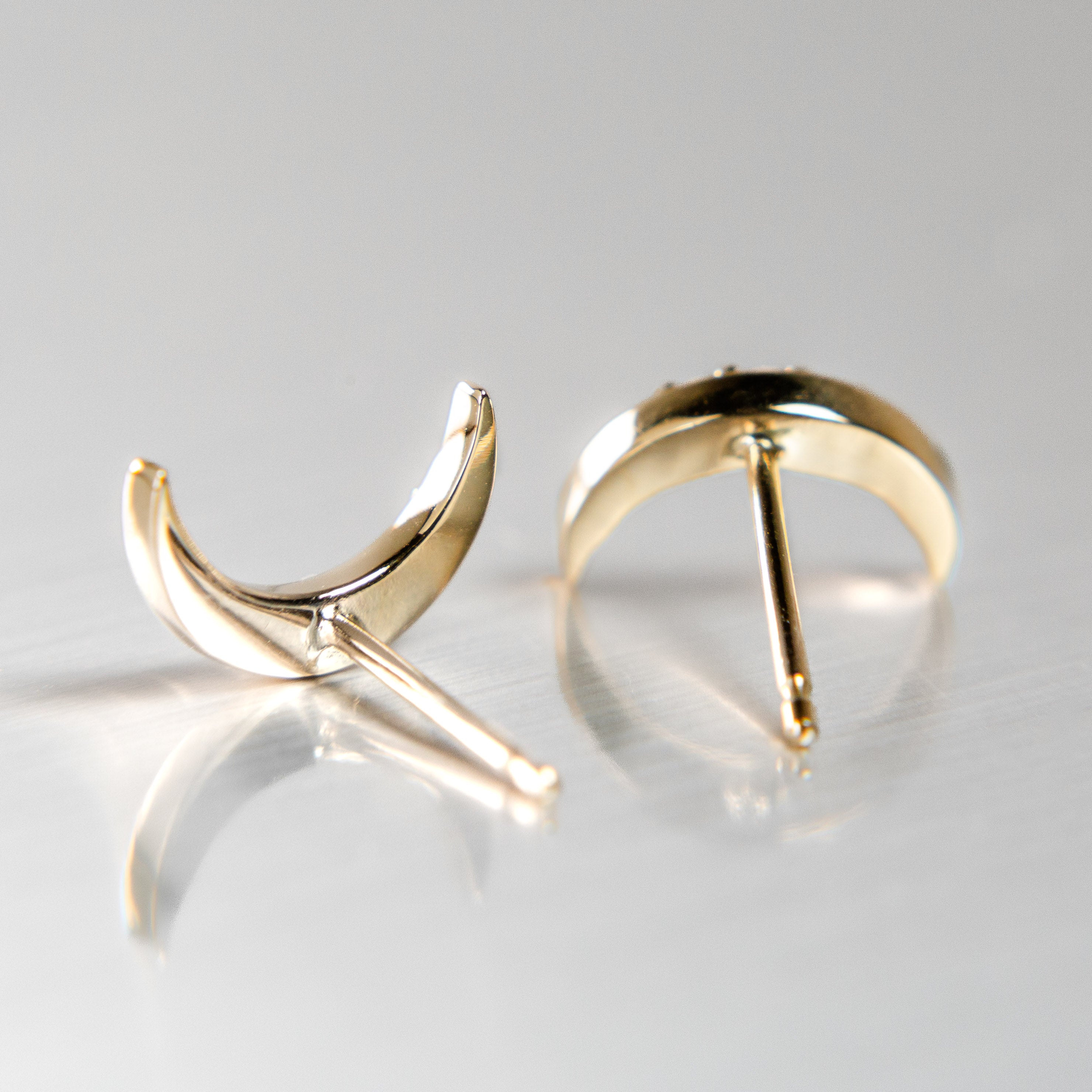 Crescent Moon Diamond Stud Earrings - 14K Gold Dainty Earrings for Women - Perfect for Everyday Wear, Date Night & Special Occasions