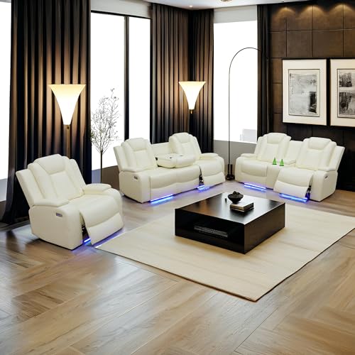 White Sofa + Loveseat + Chair
