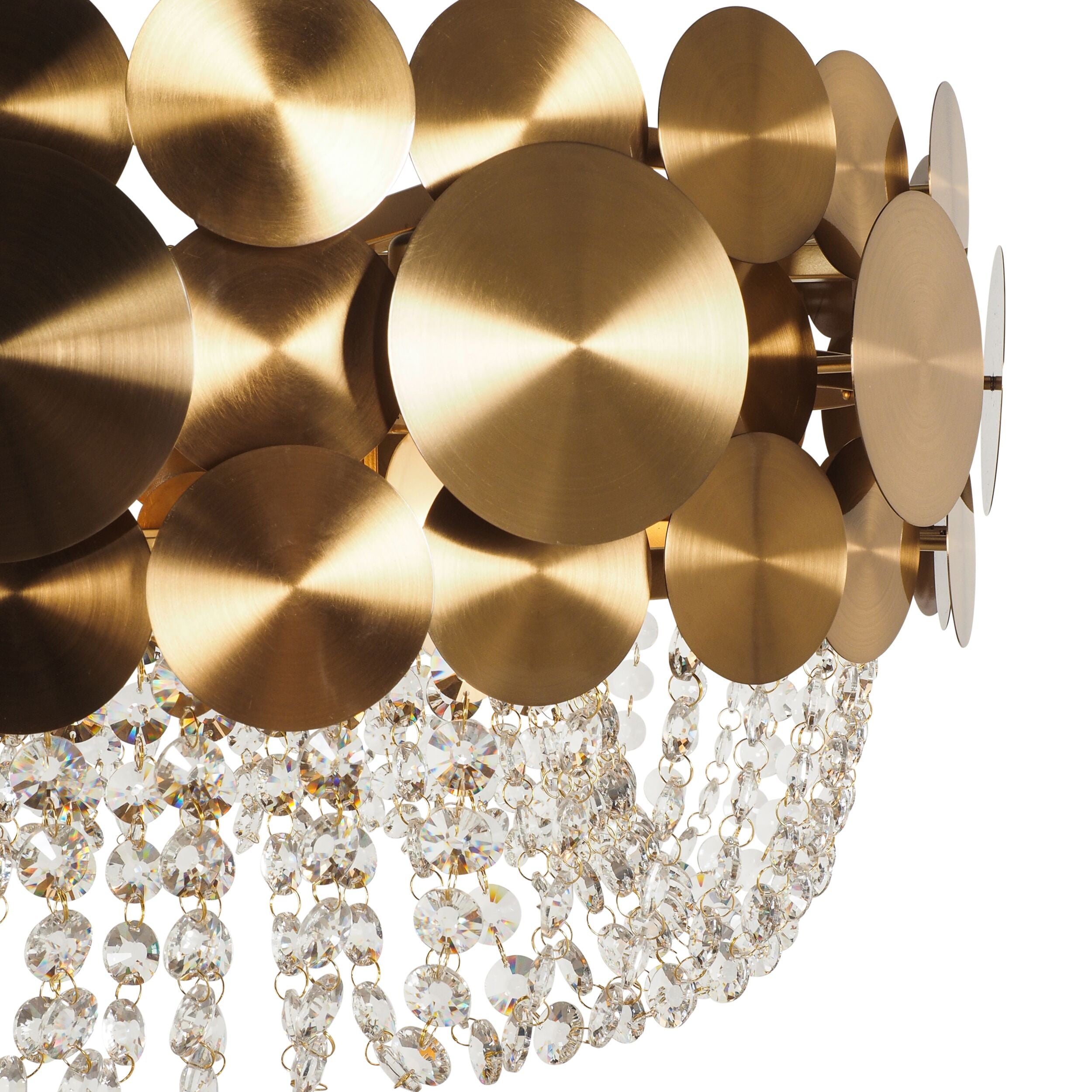 Elegant Ambrosia Satin Brass 6-Light Crystal Glass Chandelier - Modern Dining Room Lighting Fixture for Home Decor