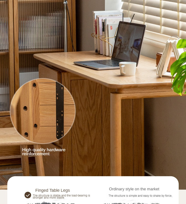 Oak Solid Wood Modern Study Table - Durable & Stylish Home Office Desk for Work or Study | Perfect for Small Spaces, Apartments & Remote Work