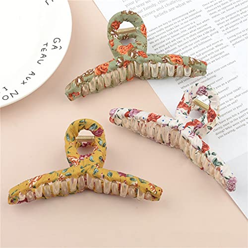 SOWUNO 5PCS Large Acrylic Hair Claw Clips - Non-Slip Strong Hold Hair Jaw Clamps with Floral Print for Women & Girls | Perfect for Updos, Ponytails & Everyday Hairstyles