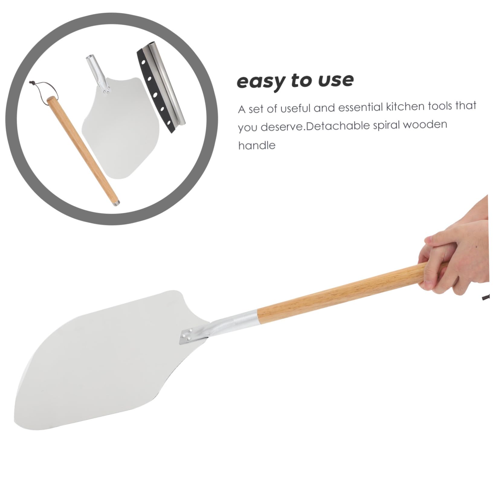 2-Piece Pizza Spatula and Cutter Set - Stainless Steel Pizza Shovel, Cake Transfer Tool & Pancake Cutter - Essential Baking Supplies for Home Kitchen, Restaurants, and Pizza Parties