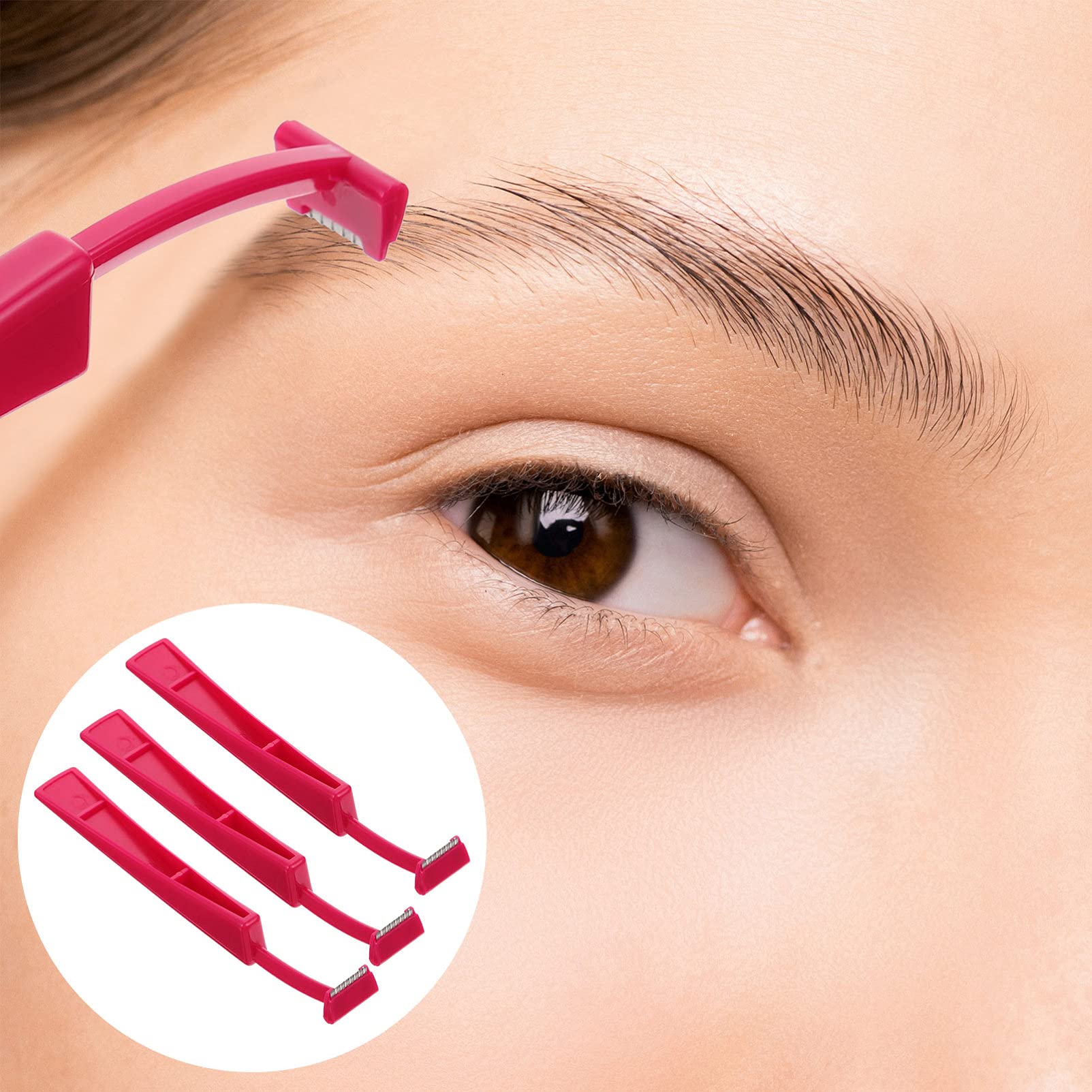 SaditY 6-Pack Stainless Steel Eyebrow Razors - Precision Facial Hair Remover & Manual Beard Shaver for Women & Men | Perfect for Travel, Beauty & Grooming | Red
