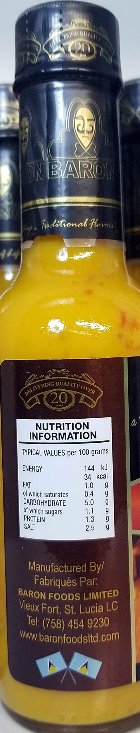 Baron West Indian Mustard Hot Sauce - 5.5 oz Bottle (Pack of 6) | Spicy Caribbean Condiment for BBQ, Wings & Seafood | Authentic Island Flavor