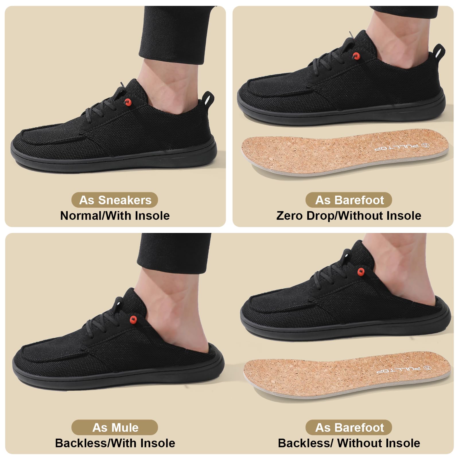 Men's Barefoot Wide Toe Box Shoes - Minimalist Zero Drop Sole Slip-On Walking Shoes for Men | Extra Wide Comfort for Natural Movement | Perfect for Hiking, Gym Workouts & Everyday Wear