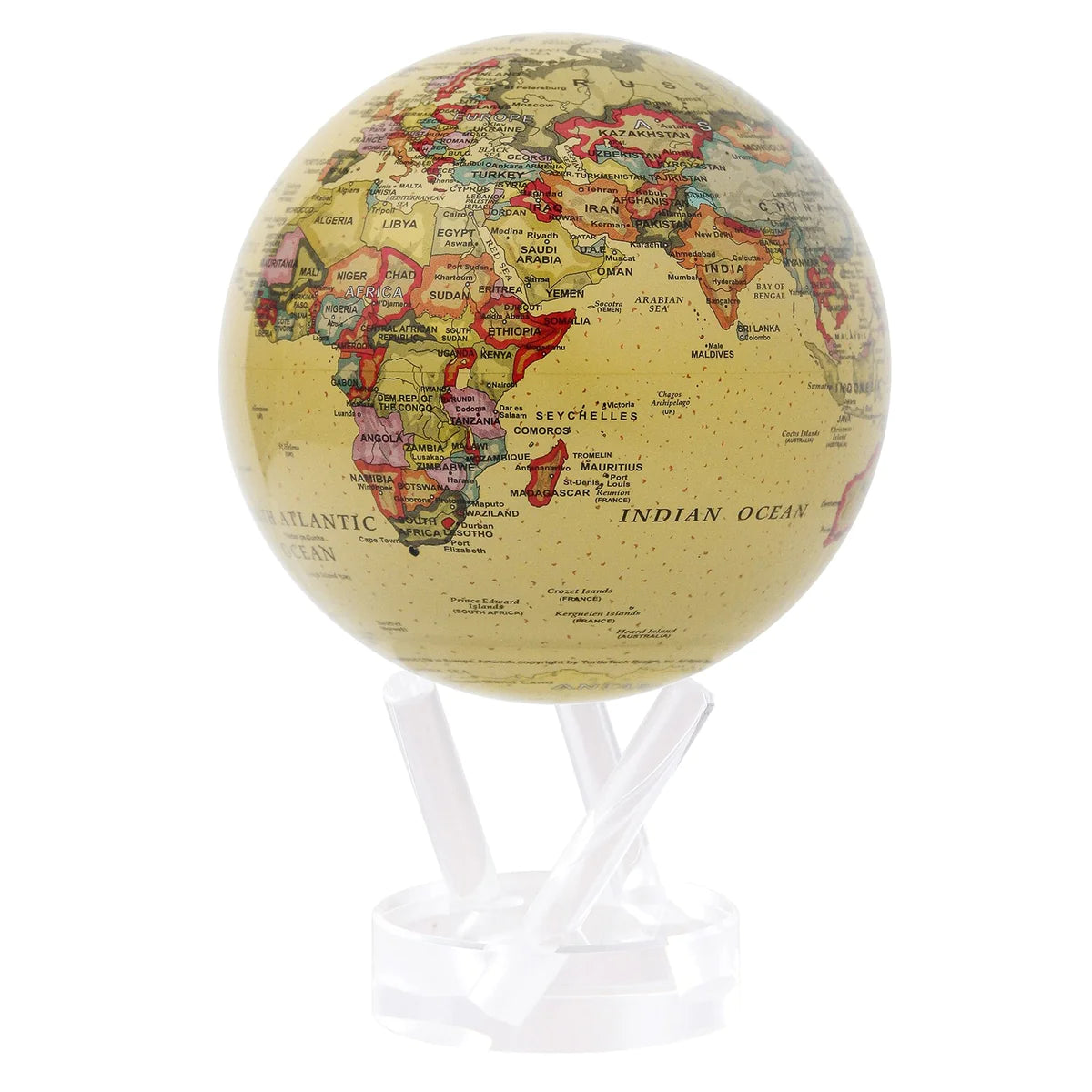 MOVA Globe - Rotating Floating World Map with Yellow Political Design | Perfect for Home Decor, Office Desk & Educational Gifts