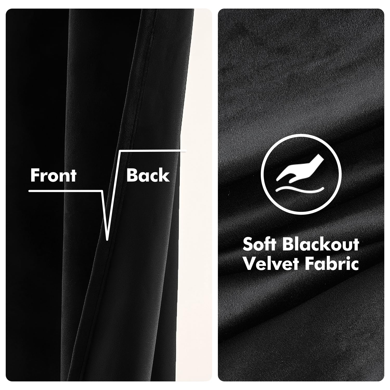 MIULEE Black Velvet Curtains 63 Inch Length - Room Darkening Blackout Curtains with Grommet Top for Bedroom & Living Room - Light Blocking, Thermal Insulating, Soundproof Window Treatment (Set of 2 Panels) - Perfect for Home Theater, Nursery & Office Privacy