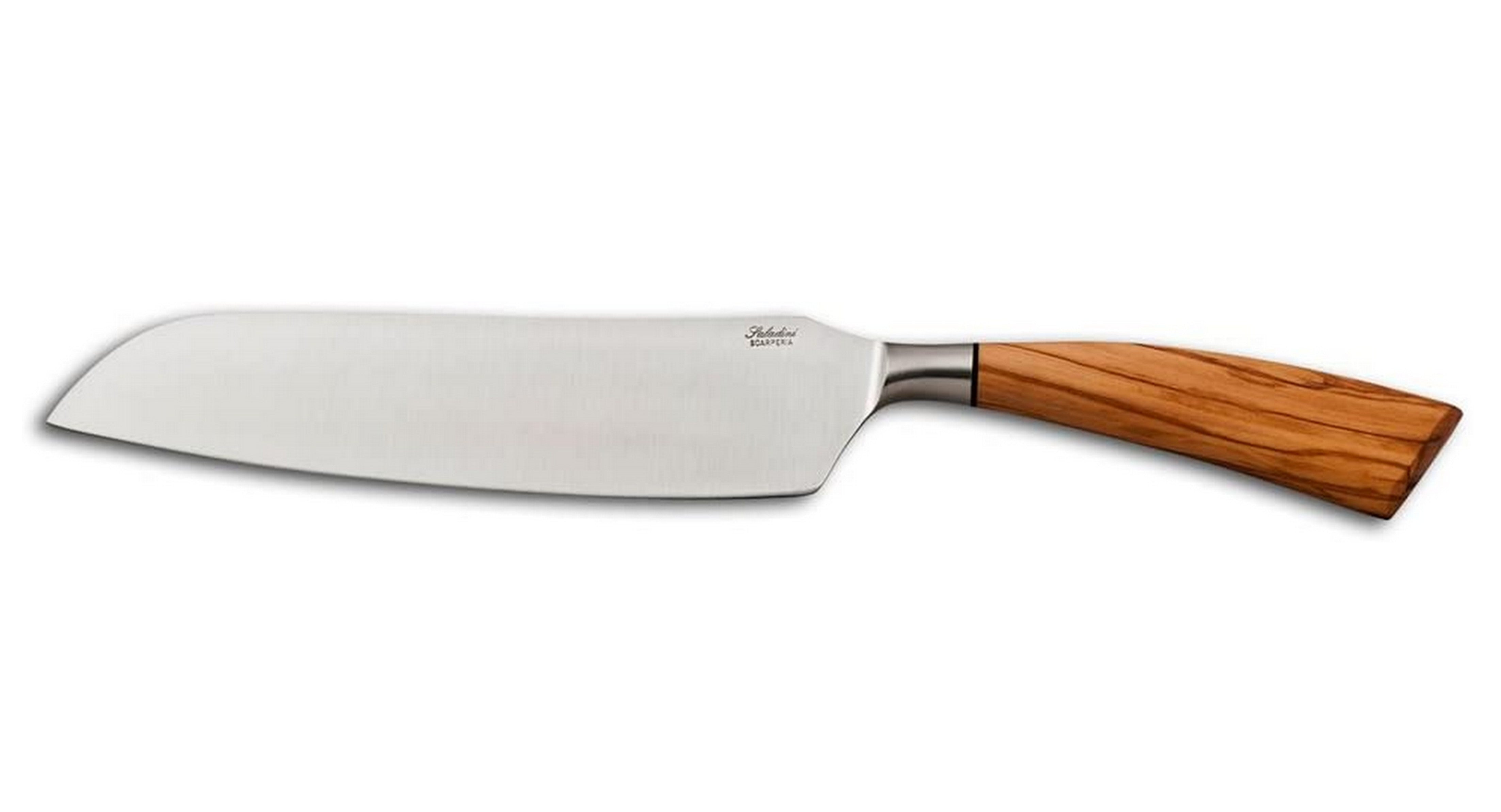 Premium Italian Santoku Knife 8 Inch - High Carbon Stainless Steel Blade & Handcrafted Olive Wood Handle - Perfect for Professional Chefs, Home Cooking, and Gourmet Food Preparation