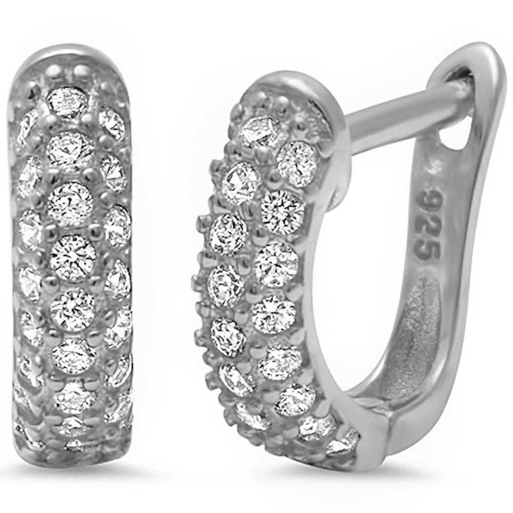 3 Row 11mm Hoop Huggie Earrings - Solid 925 Sterling Silver Round Clear Cubic Zirconia (CZ) Half Eternity Huggies for Women - Perfect for Everyday Wear, Special Occasions & Gifts