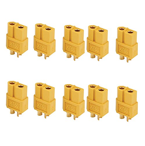 Futaba XT60 Male and Female Bullet Connectors Plugs for RC Lipo Battery - 5 Pairs (10 Pieces) - Perfect for RC Cars, Drones, and DIY Electronics Projects