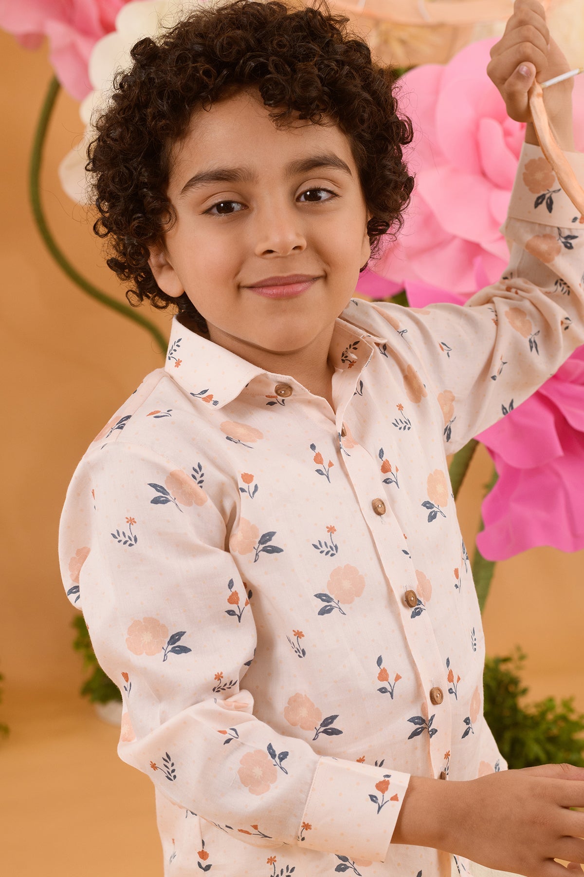 Roseship Boys' Printed Cotton Satin Shirt - Soft & Stylish Casual Button-Up Shirt for Kids - Perfect for School, Parties & Family Outings
