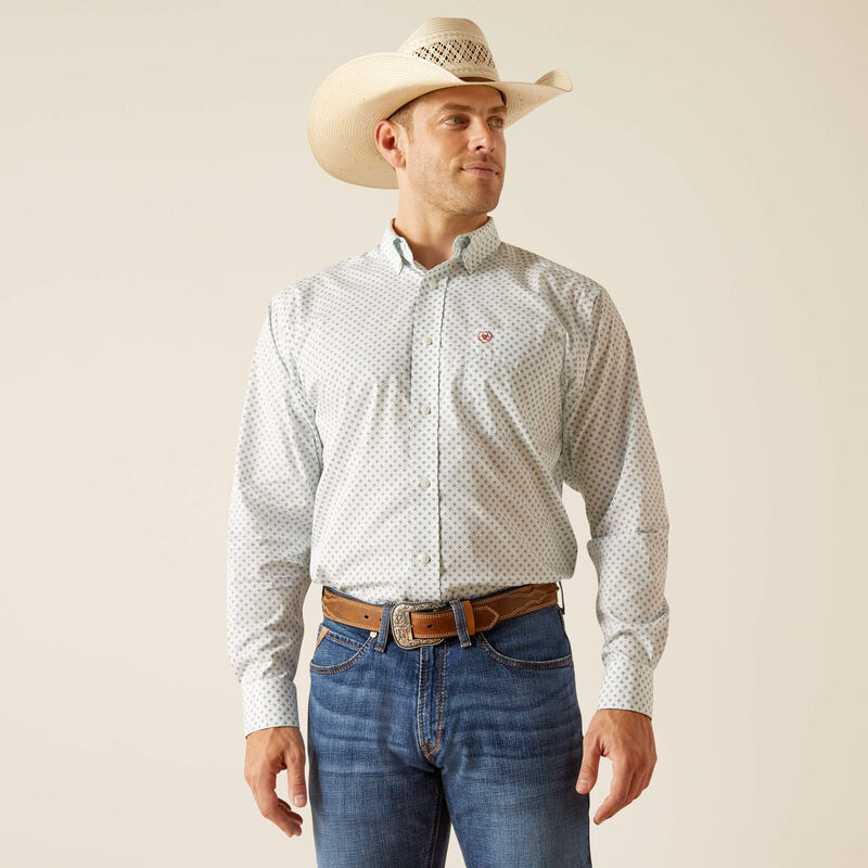 Ariat Wrinkle Free Irving Shirt for Men - White Long Sleeve Casual Button Down Shirt - Perfect for Work, Office & Outdoor Activities