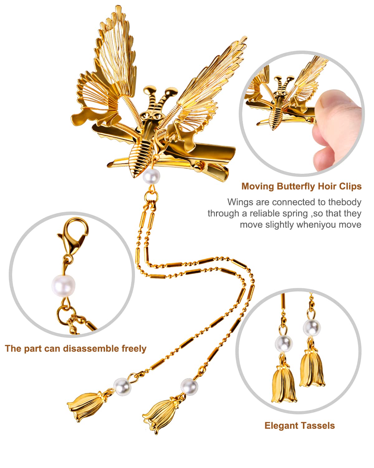 2 PCS Cute Butterfly Hair Clips for Women - 90s Mini Butterfly Barrettes for Thin & Thick Hair - Hair Styling Accessories for Girls & Women - Perfect for School, Parties & Everyday Hairstyles