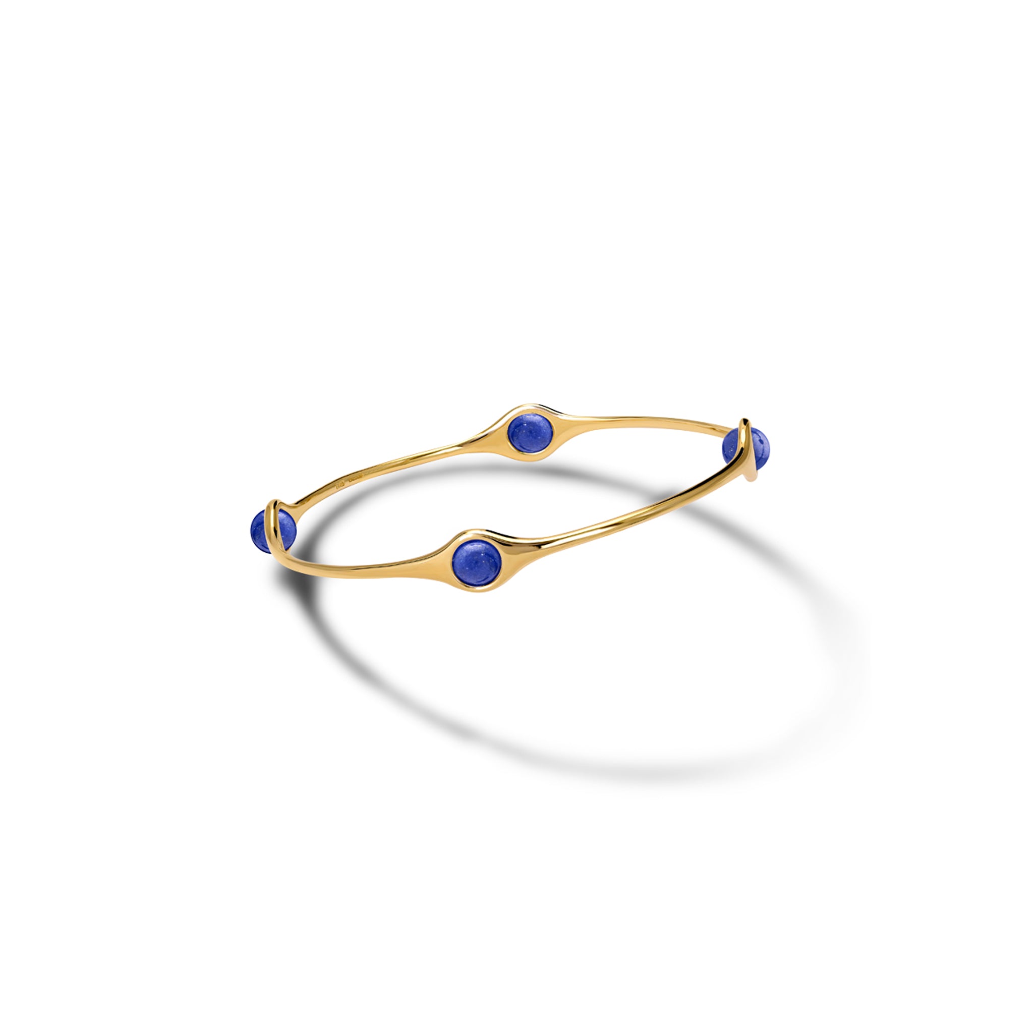 Persephone Bangle Bracelet - 14K Yellow Gold with Genuine Lapis Lazuli Stone - Elegant Jewelry Gift for Women - Perfect for Weddings, Parties & Special Occasions