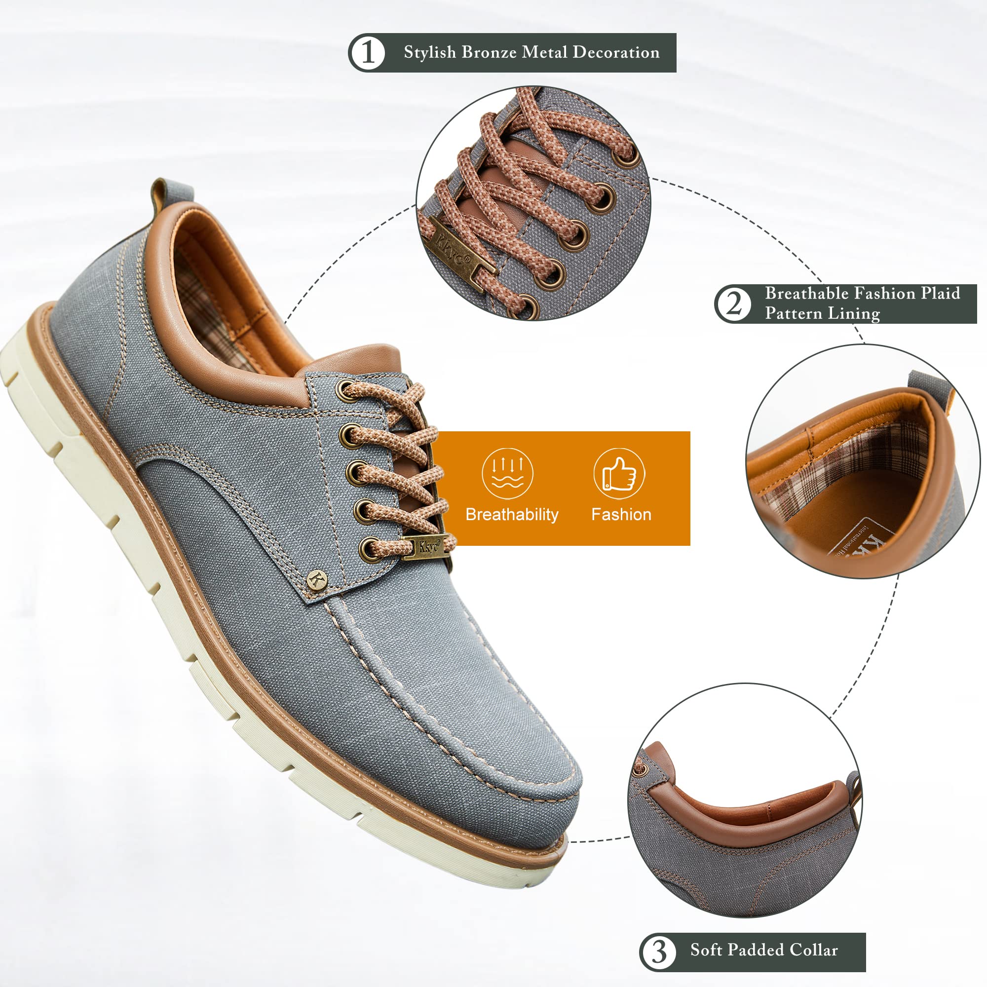 KKYC Men's Comfortable Casual Shoes - Slip On & Lace Up Sneakers for Walking, Work & Everyday Wear