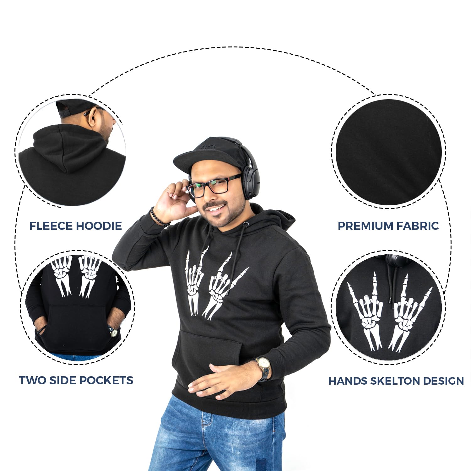 Noroze Men's Skull Skeleton Gaming Hoodie - Funny Gamer Sweatshirt for Father & Son - Perfect for Esports, Streaming & Casual Wear