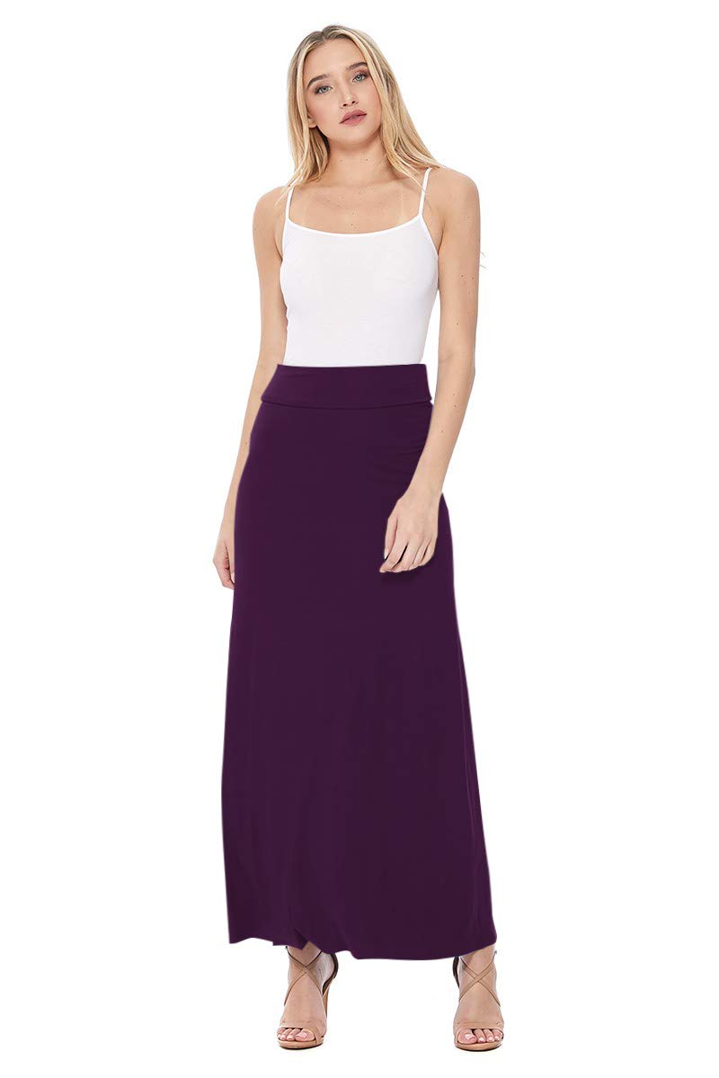 FashionJOA Women's Stretchy Flowy Maxi Skirt with Elastic Waistband - Comfortable & Stylish Summer Beach Skirt for Casual Outings, Vacations and Boho Fashion