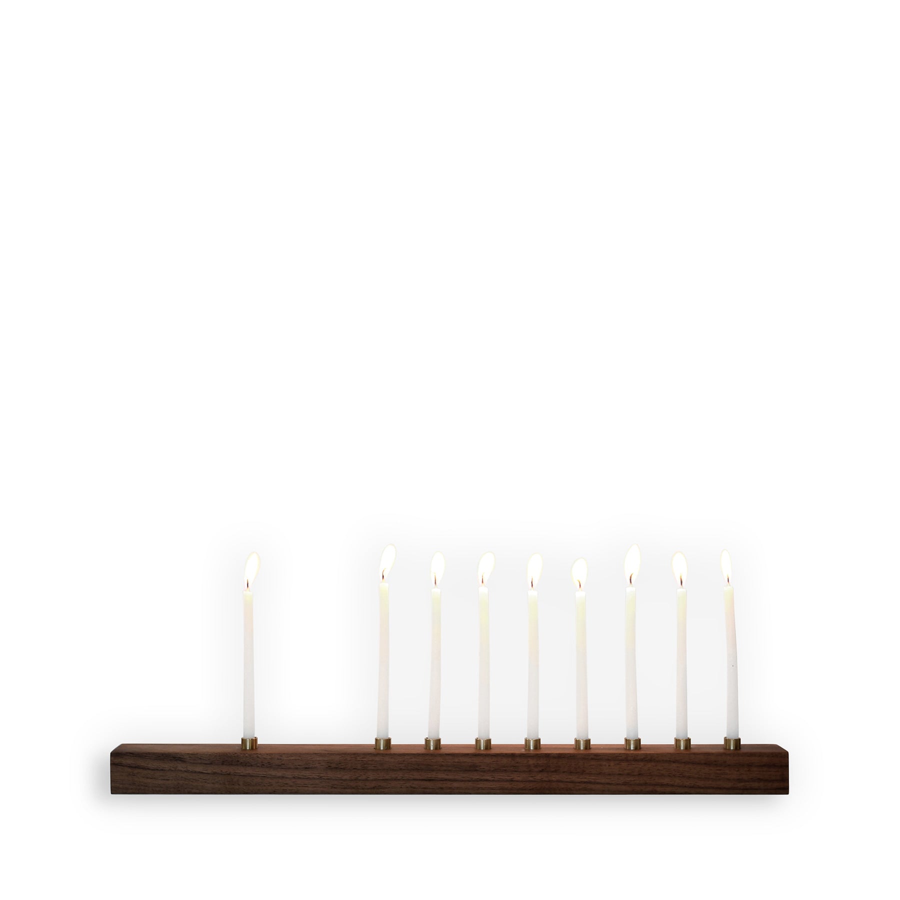 Handcrafted Walnut and Bronze Menorah - Elegant Hanukkah Candle Holder for Jewish Holiday Decor & Home Celebration