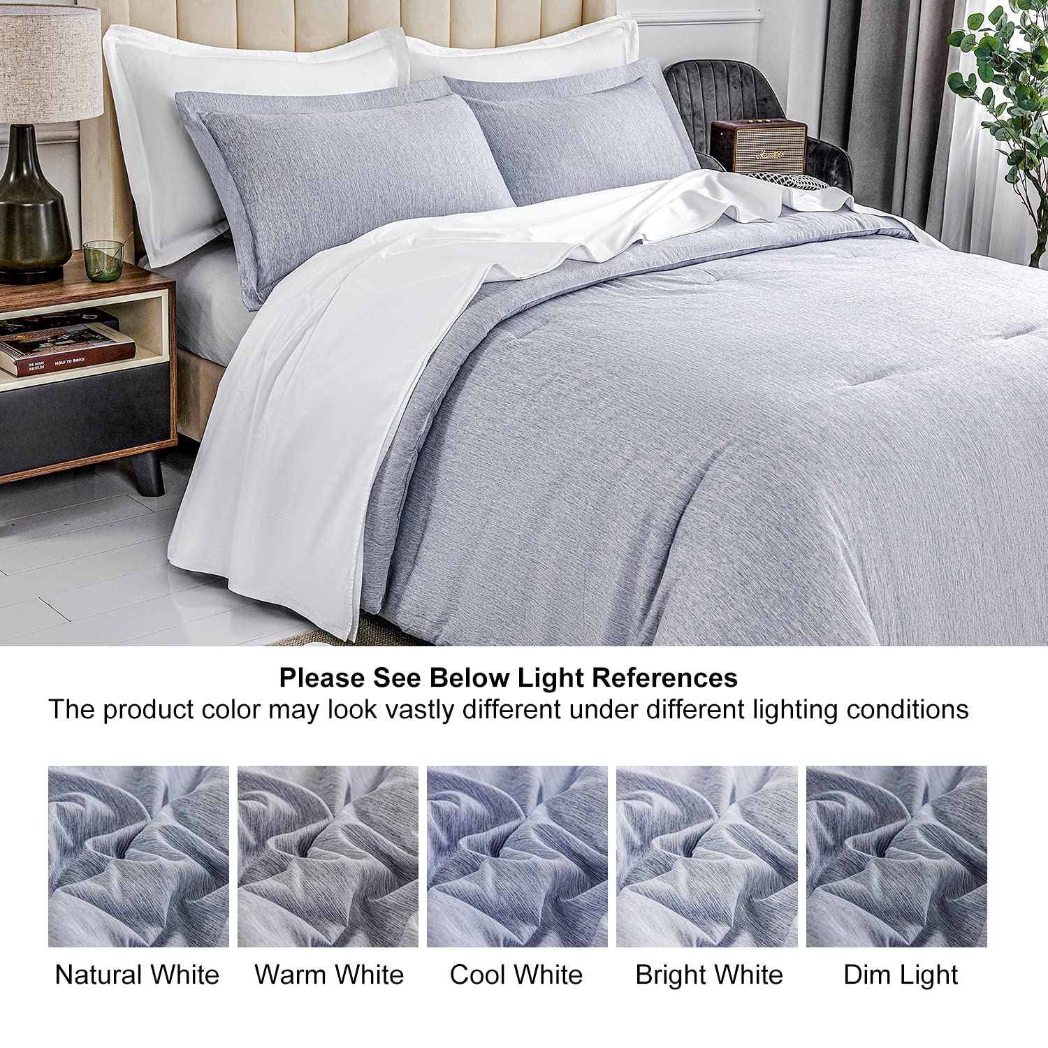 HOdo King Size Comforter Set - Oversized Blue Bedding with Cationic Dyeing & Pillow Shams (104x96 inches, 3-Piece) | Luxurious Hotel-Style Bedroom Decor for Master Bedroom & Guest Room