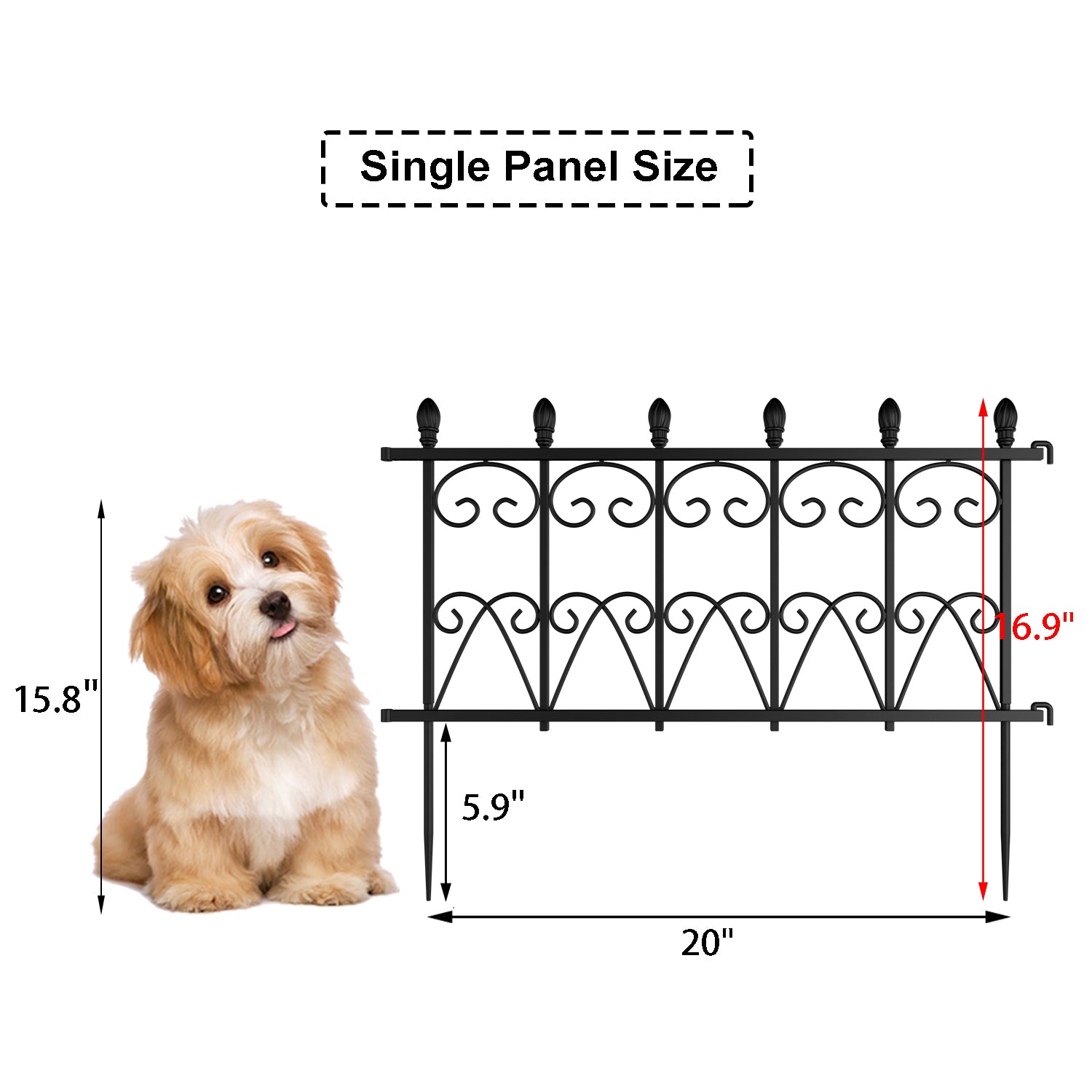 Rustproof Coated Metal Decorative Garden Fence Set of 4 - Outdoor Landscape Edging for Flower Beds, Lawns & Backyards
