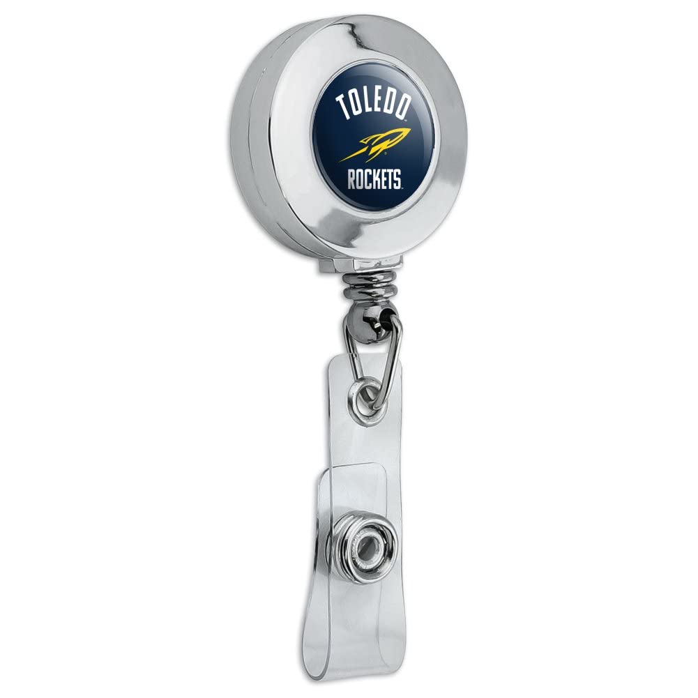 University of Toledo Official Logo Retractable Badge Reel - Chrome ID Card Holder Clip for Campus Security, Workplaces & Events