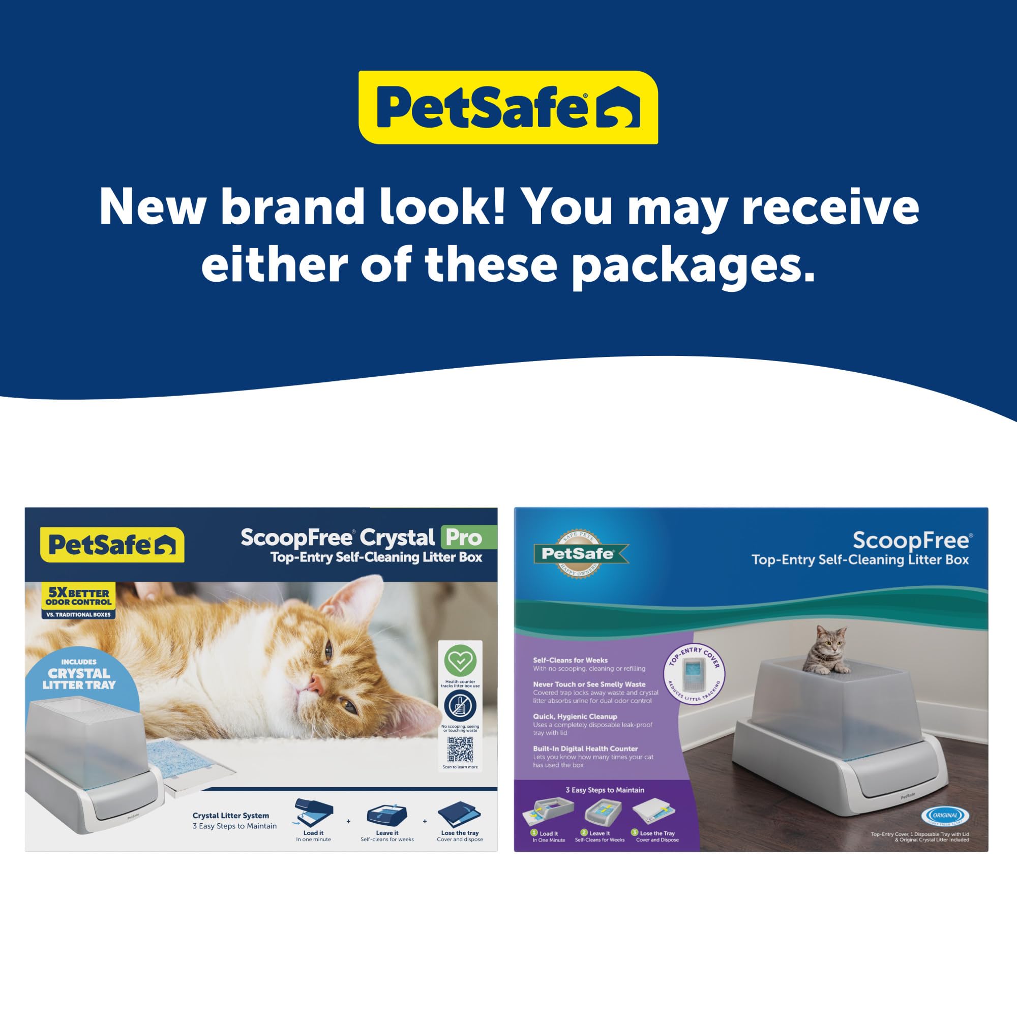 PetSafe ScoopFree Crystal Pro Self-Cleaning Cat Litter Box - Automatic Electric Litter Box with Odor Control, Disposable Crystal Trays & Hood Cover - Perfect for Multi-Cat Homes & Busy Pet Owners (Gray)