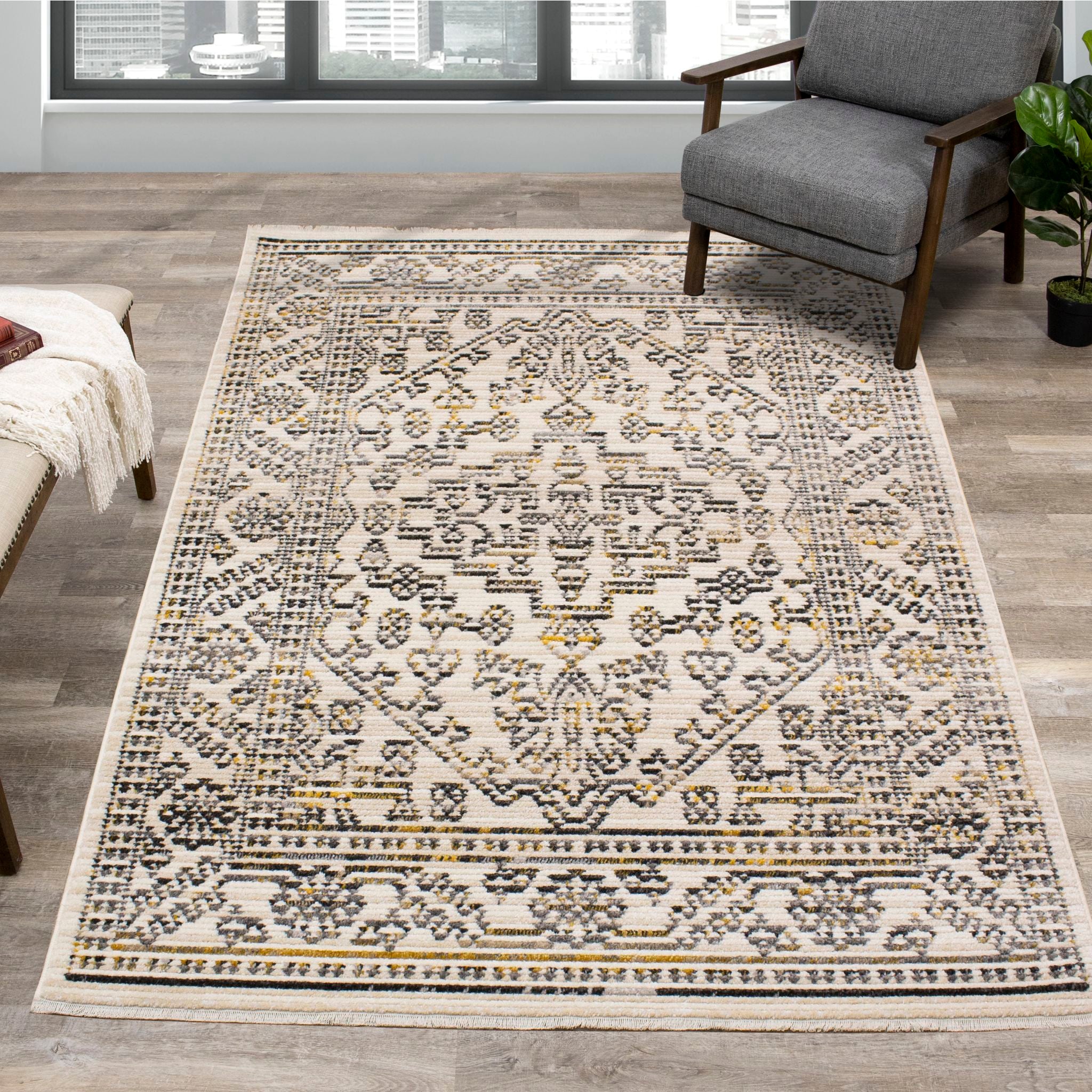 Stylish Calabar Area Rug - Soft & Durable Non-Slip Living Room Carpet - Perfect for Home Decor, Bedroom, and Office