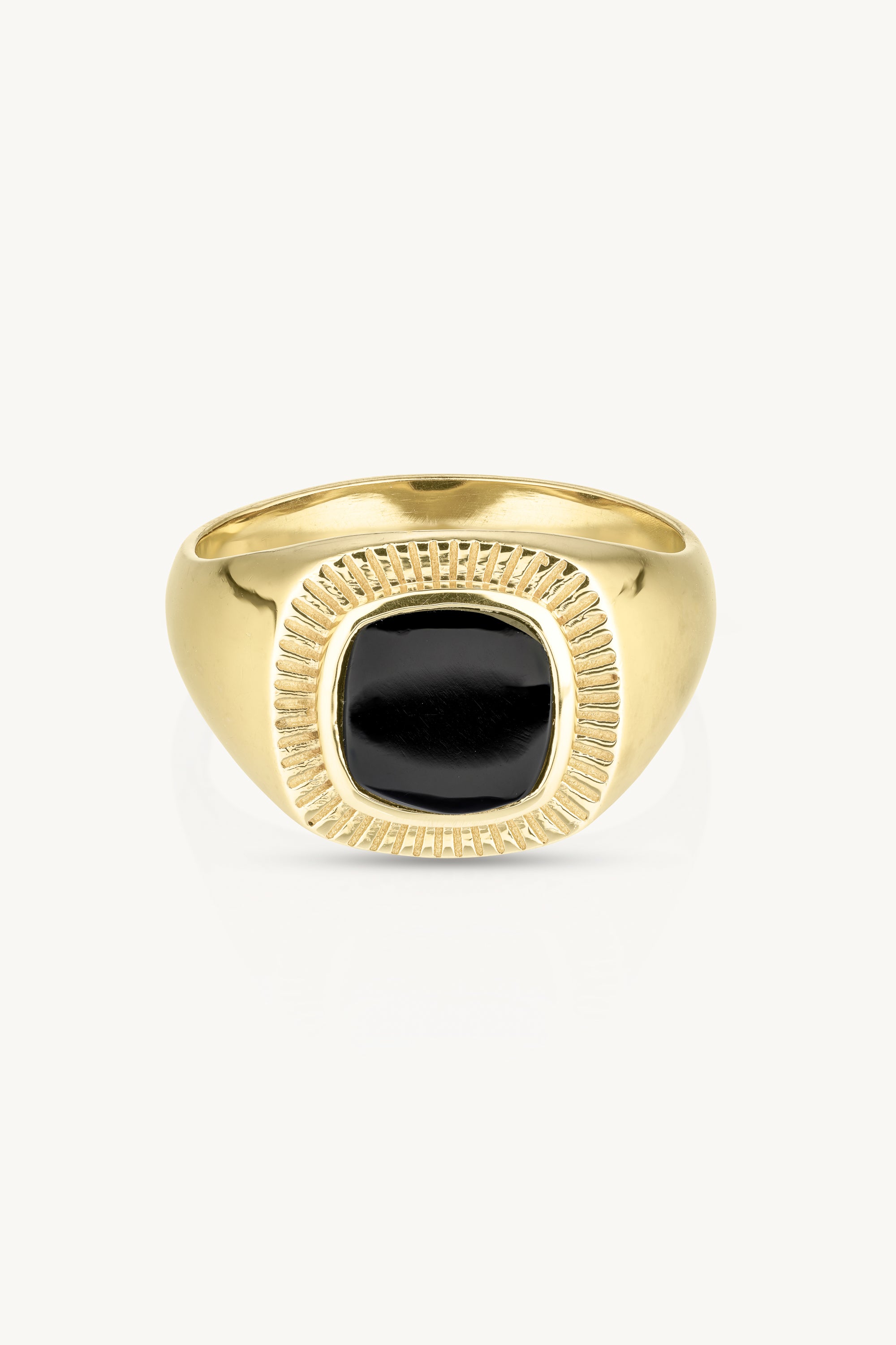 Lennox Black Onyx Gold Ring for Men - 14K Solid Gold Statement Ring - Elegant Jewelry Gift for Him - Perfect for Weddings, Parties & Special Occasions